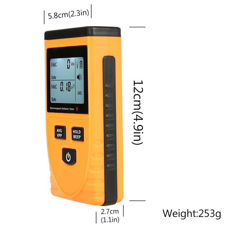 Lcd detector de radiação eletromagnética tester medidor de radiação dosímetro contador medição para computador celular