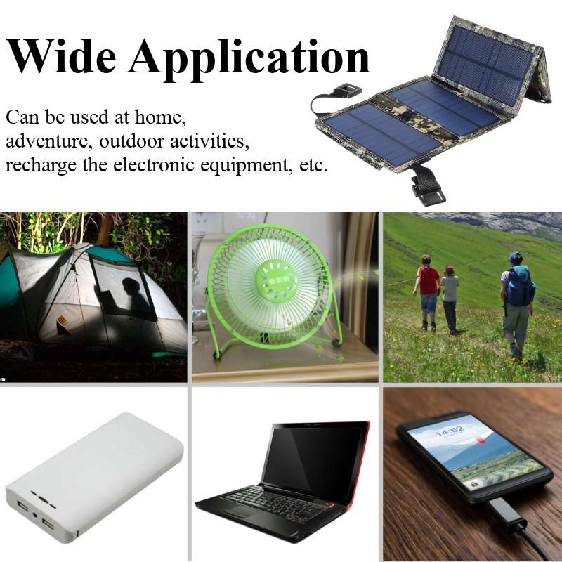 20W Foldable Solar Panel 5V Solar Cell Portable Sun Power Folding Waterproof USB Port Charger Mobile Power Bank for Phone