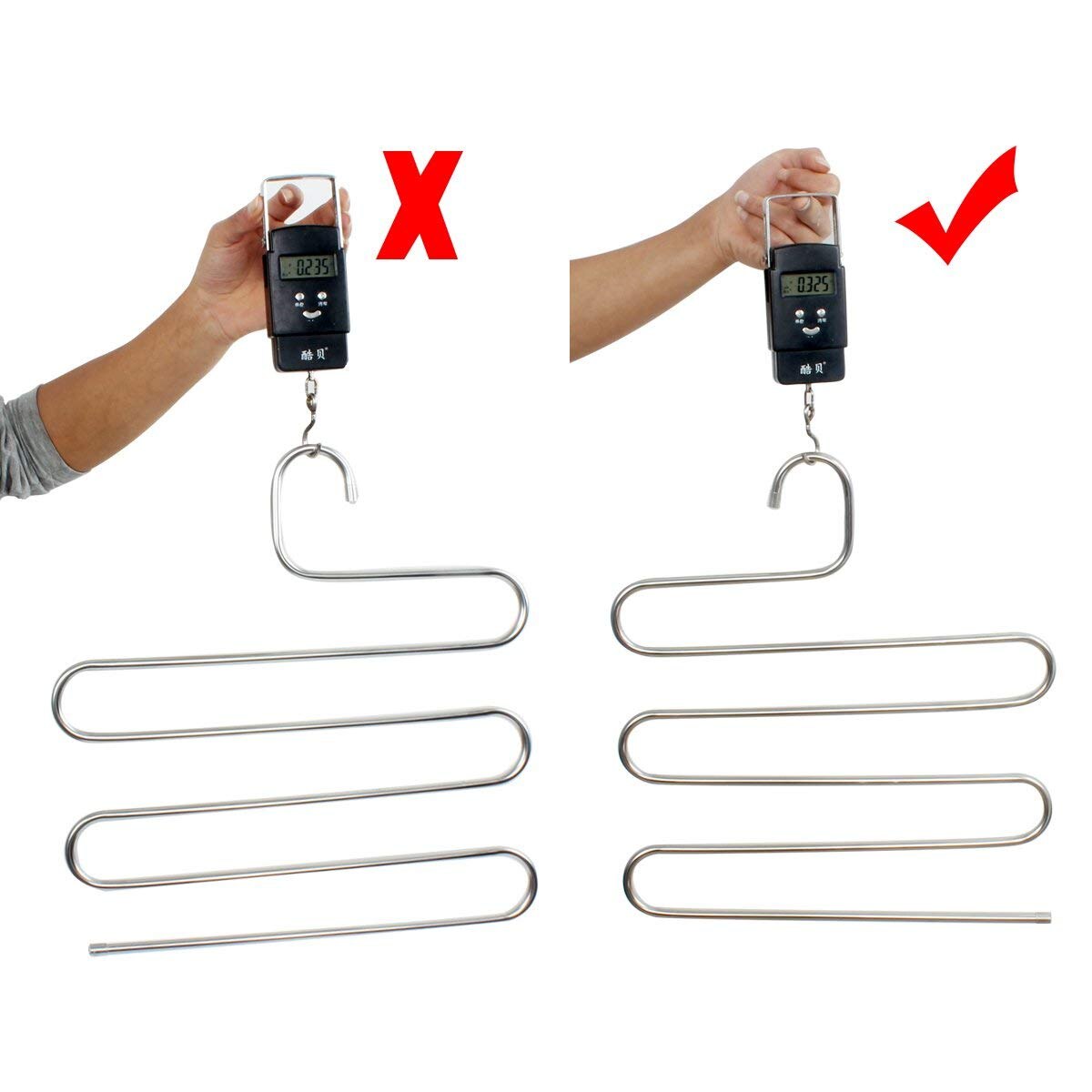 4 stk multi bukser bøjler bukser rustfrit stål s-type 5 lags tøj bælte bøjler pladsbesparende opbevaring til skabs orgel