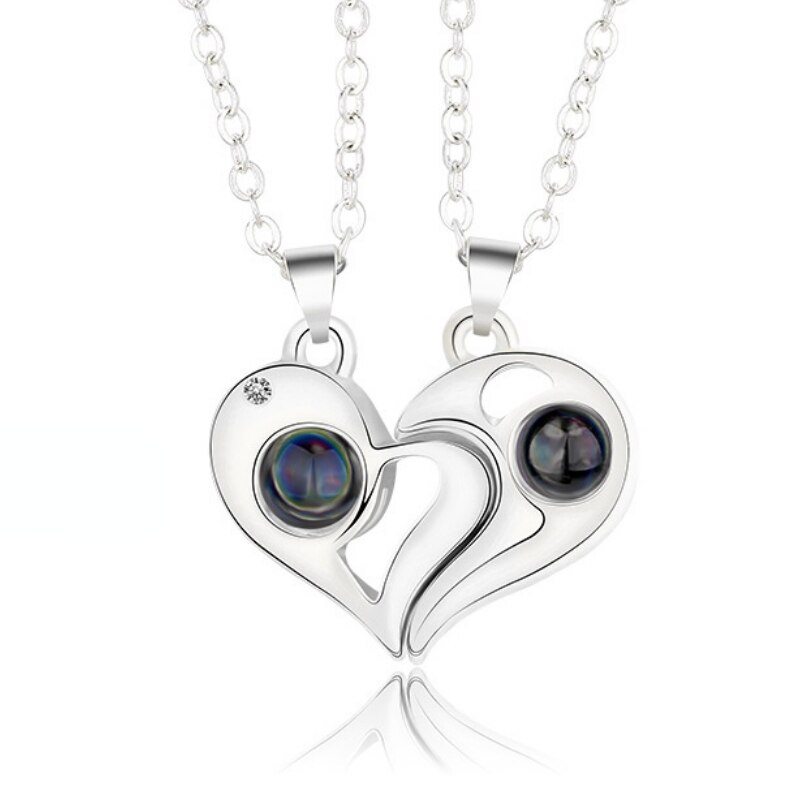 Couple Matching Necklace Sun Moon Heart Magnetic Paired Pendant Jewelry Chain Geometry Choker Lover 2 PCS/Set: Style 11