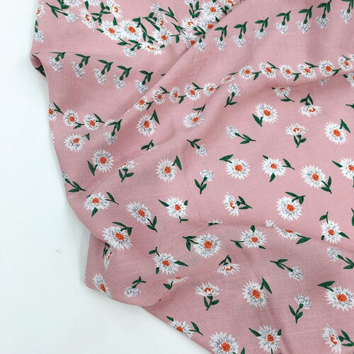 Tela de rayón con estampado de margaritas para primavera y verano, vestido de tela Floral pequeño, 45 hilos: 1