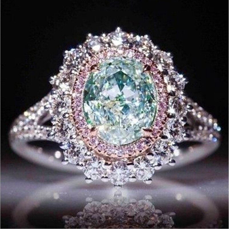 Neue luxus beliebte volle einstellen Oval zirkon Ring frauen romantische bankett hochzeit charme Temperament elegante schmuck