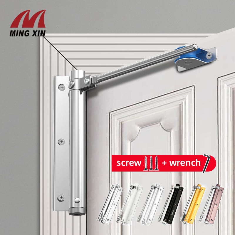 Cierre de puerta automático ajustable, dispositivo de cierre de puerta automático con resorte, de aleación de aluminio, adecuado para muchos tipos de puertas