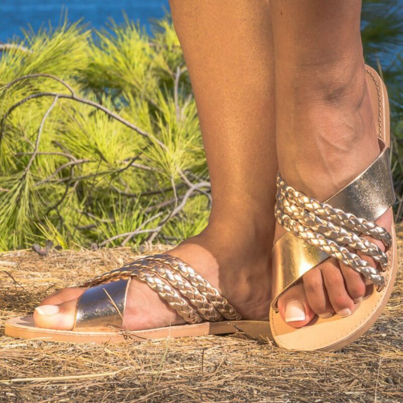 Kvinder sommer strandtøfler udendørs dias flade lave hæle platform kigge tå damer vandresko kvindelige fodtøj zapatos mujer