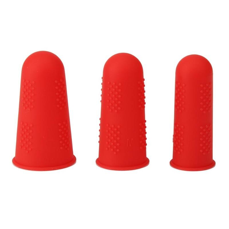 Anti-slip Glue Gun Finger Caps Silicone Finger Cover Protector for High Temperature Resistant Anti-scalding Particles Pitted: Red / 3pcs