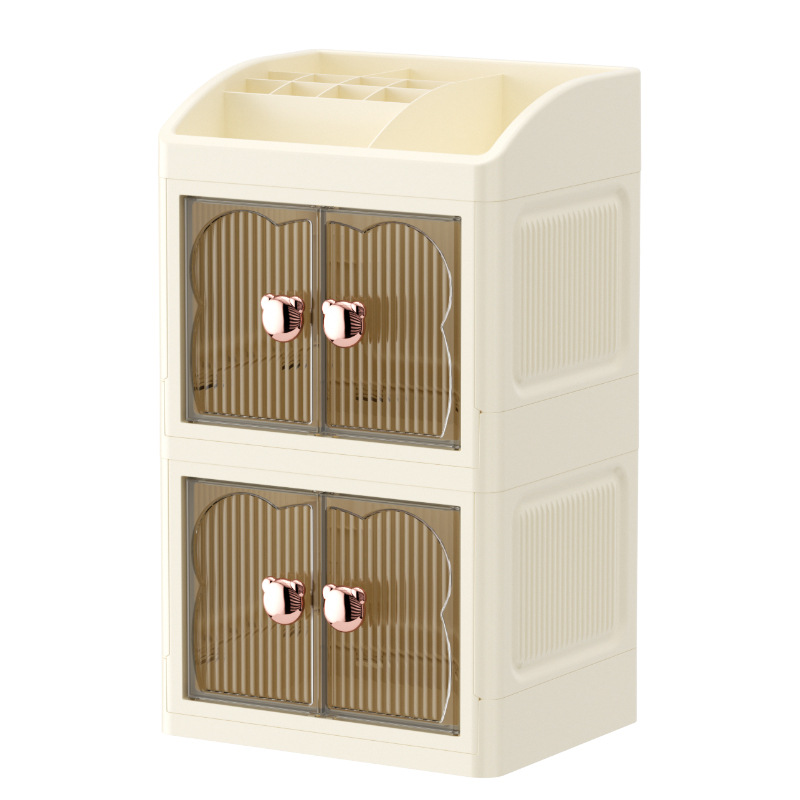 High-end desktop storage, folding, multi-layer organizing box, lipstick, cosmetics and skin care products storage cabinet