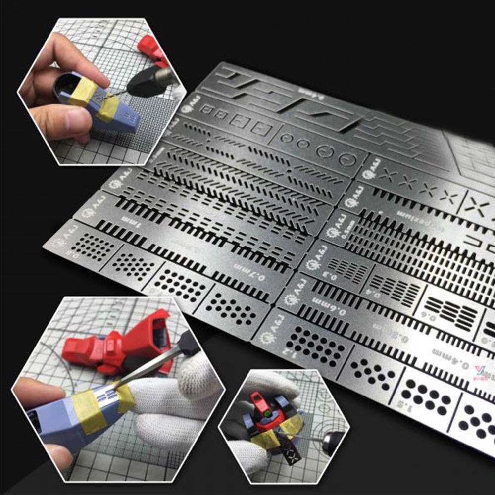 4 in 1 Einzelheiten der Carving Herrscher Detail Renovierung Ausgeschlossen Aids Werkzeug Gravierte See Modell Gravur stahl C1A2