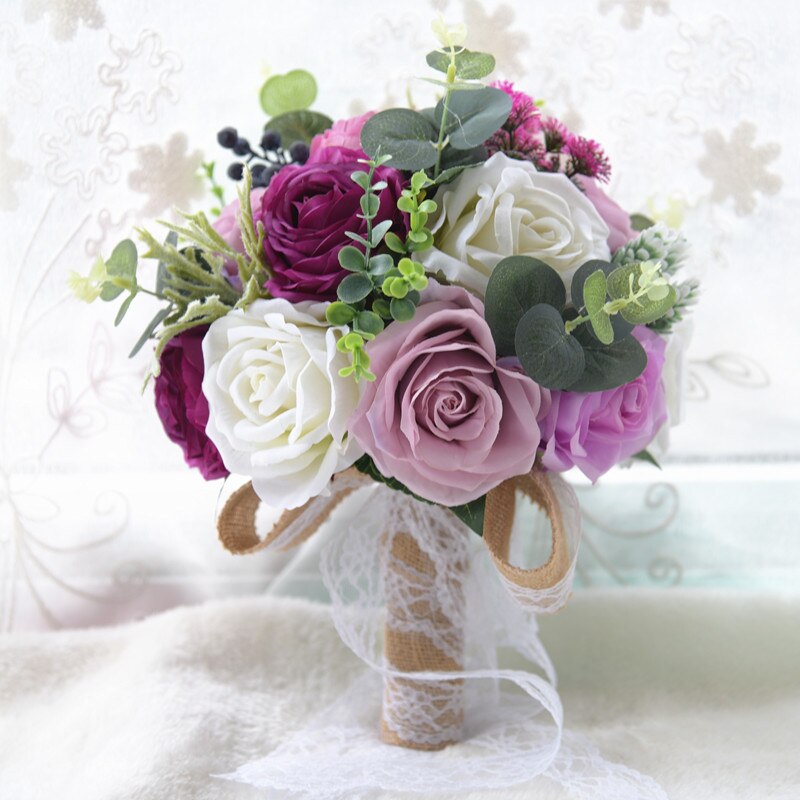 Waterfall Ivory Wedding Flowers Bridal Wedding Bouquets Pink Champagne Bouquet for Brides Artificial Flower Bouquet De Marriage: Color 1