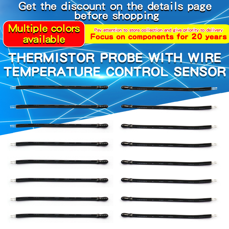 10PCS Thermistor NTC Negative Temperature Coefficient MF52D 10K/100K Probe with Wire Temperature Sensor 3950