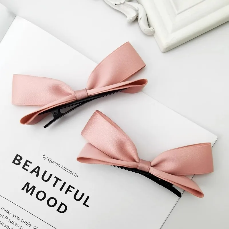 Niedliche stereoskopische rosa schwarze Schleife Haarnadel Haar-Seitenklammern für Frauen Mädchen Art freundlicher Stirnband für Haarschmuck Kopfbedeckung