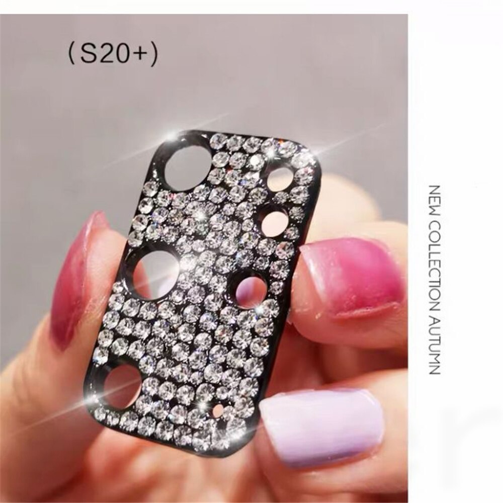 Funda protectora 3D para Samsung Galaxy S20 Plus, película protectora para lente de cámara con purpurina y diamantes de imitación