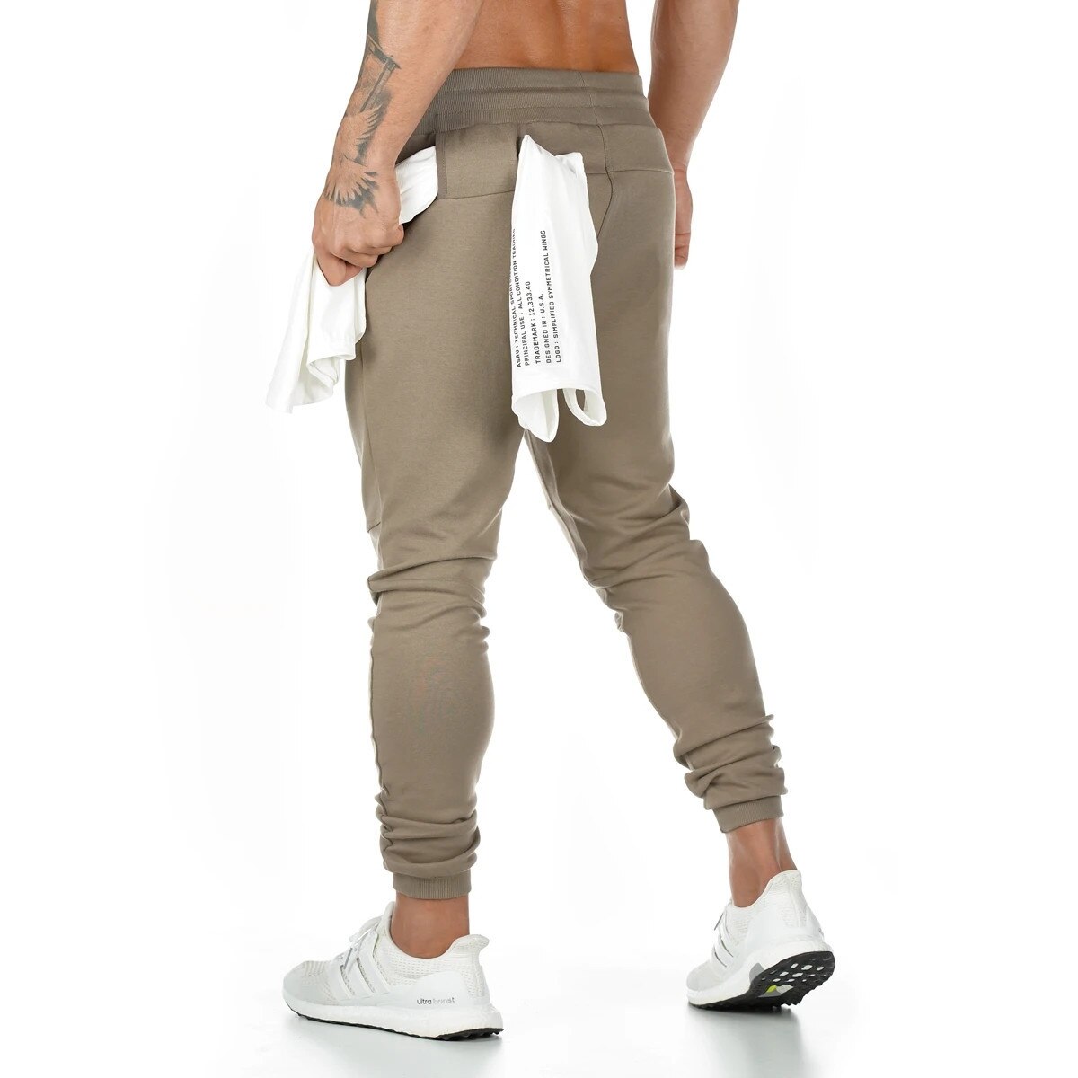 Siteweie herr joggingbyxor träningsbyxor man gym fitness bomullsbyxor man casual skinny track byxor dragkedja byxor  l245: L / Kaki