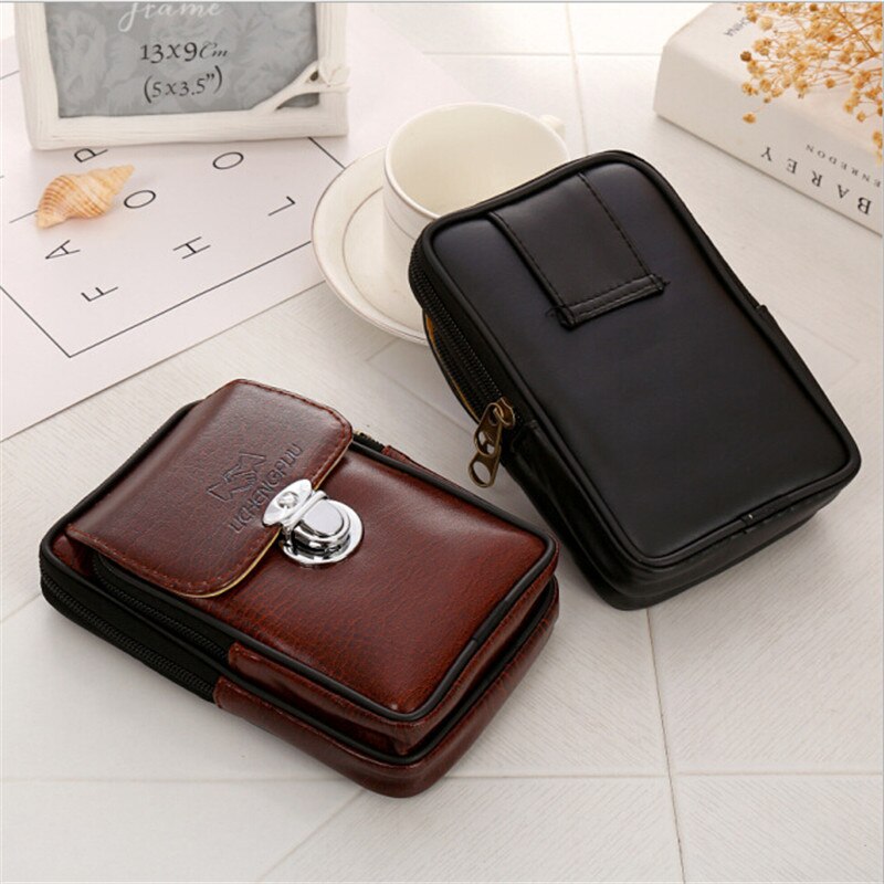 Pu Leer Mannen Taille Packs Casual Stijl Mobiele Telefoon Bag Taille Packs Riem Taille Pouch Voor mannen 2 Keuzes