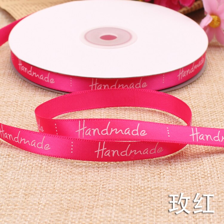 9Mm Handgemaakte Brief Gedrukt Satijnen Linten Bruiloft Verjaardag Party Kerst Bloem Geschenkdoos Wikkelen Diy Cake Bakken Linten: Rose Red