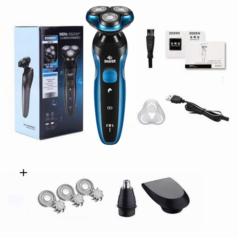 Digital LCD Anzeige Männer Elektrische Rasierer USB Aufladbare Elektrische Rasiermesser Rasieren Maschine Bart Trimmer Waschbar Nass-Trockenen Dual Verwenden: ZN1159-Blau-C