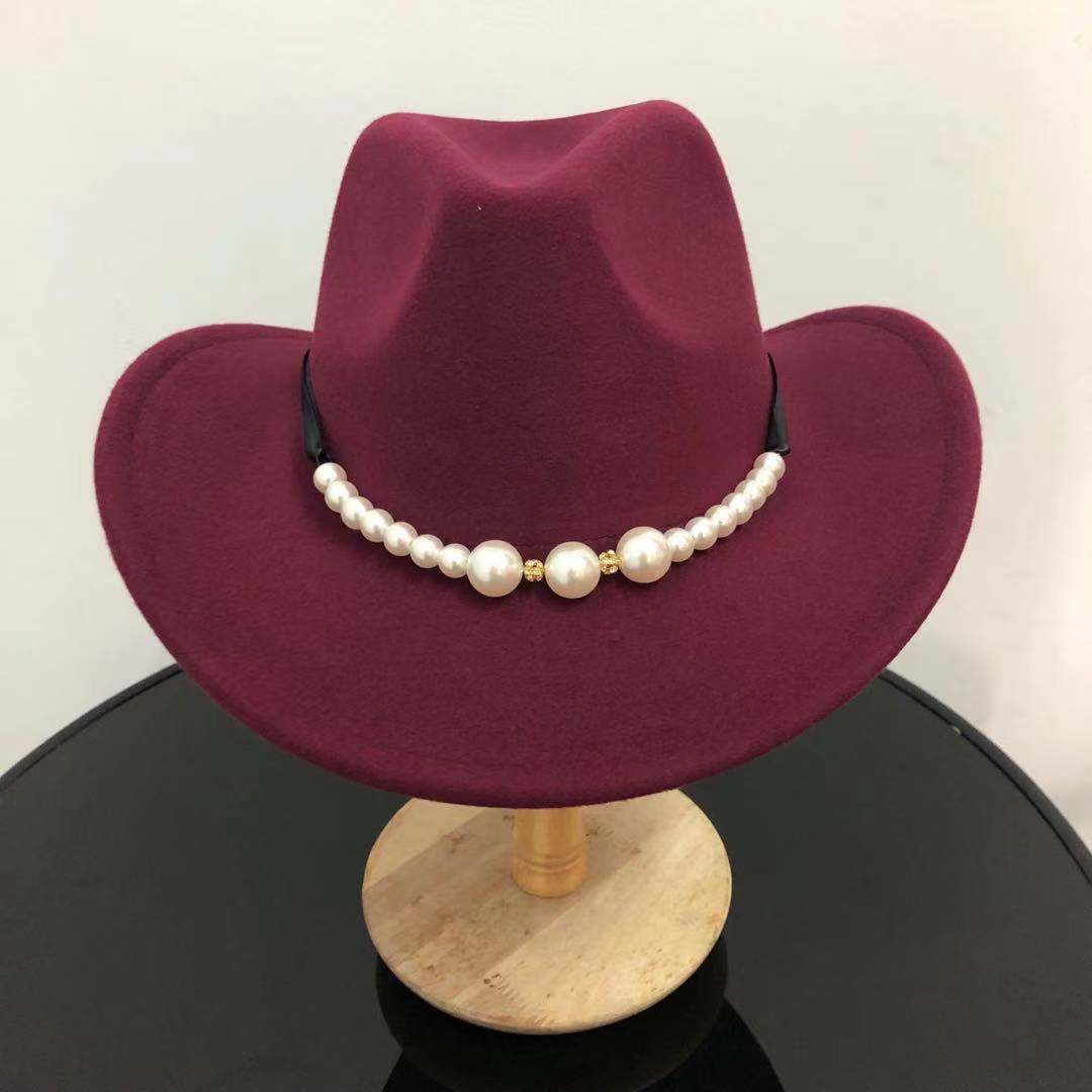 Cowboy Fedora Hoed Mannen Wolvilt Dames Heren Rolled Edge Cowgirl Jazz Hoed Met Lederen Fedora Hoed Ridder hoed Grote Panama: 4