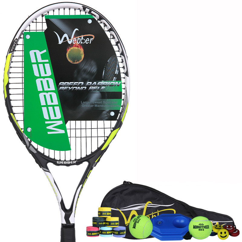 Carbon Tennisracket Enkele Dubbele Beginner Sport Training Tennisracket Raquetas De Tenis Profesionales Weerstand Racket: Green