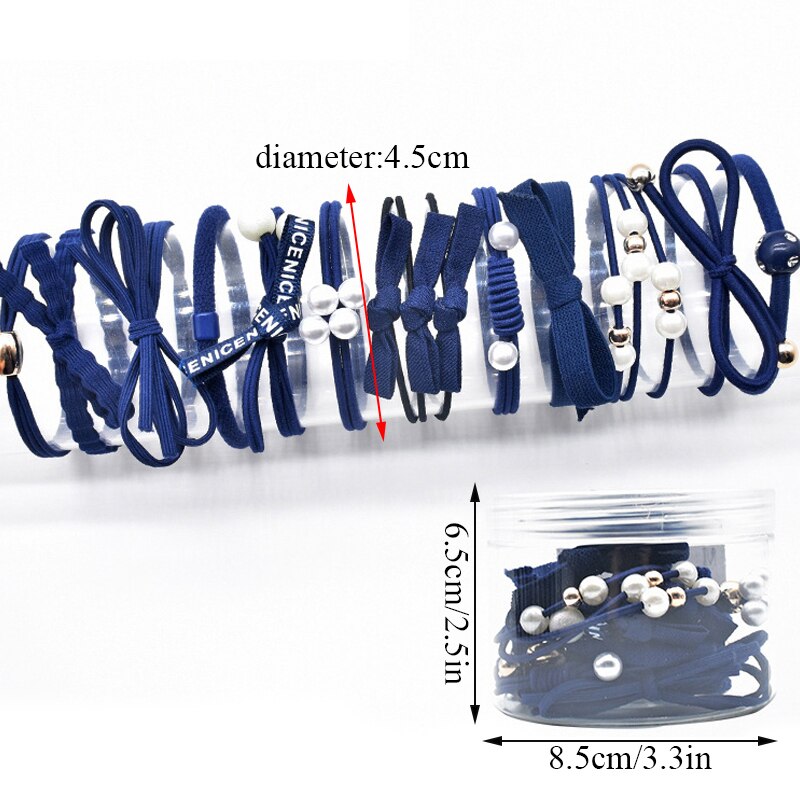 12Ps/Set Elastic Hair Bands For Hair Tie Blue Pink Women Girls Korean Flower Pearl Hair Bands Ponytail Holder Hair Accessories