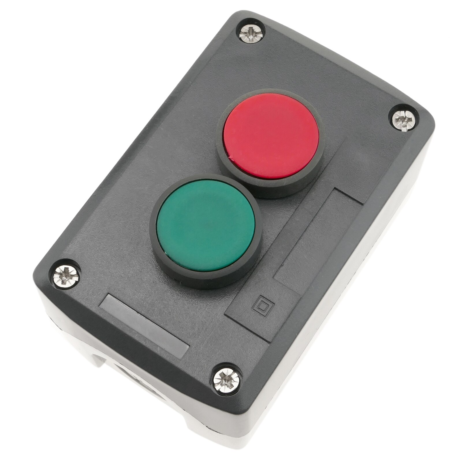 BeMatik-gray/black control box with 2 momentary push-buttons green 1NO red 1NC