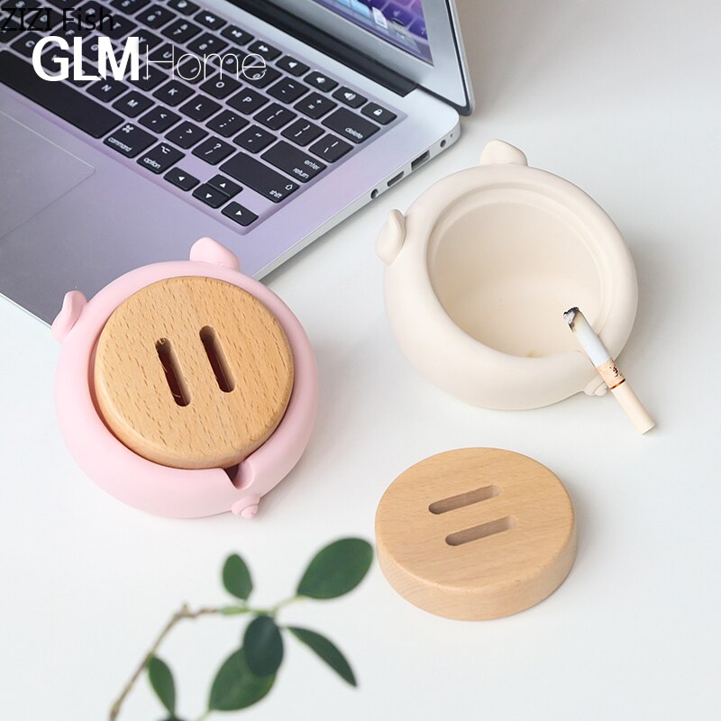 Européen mignon fille cendrier rose cochon bureau résine cendrier avec couvercle salon magasin bureau artisanat décoration pour petit ami