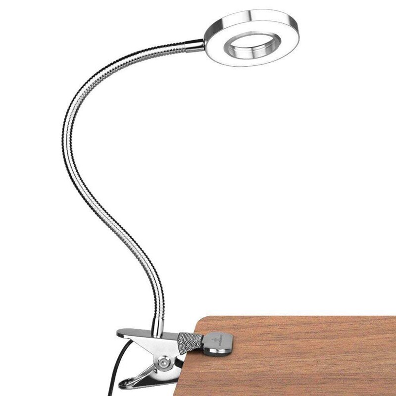 5w led clips på lys/læselys/sengelys , 2- niveauer lysstyrke & 2 farver, øjenpleje clip on lampe til makeup spejl, skrivebord, seng