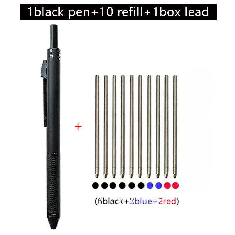 Bolígrafo multifuncional con Sensor de gravedad de Metal 4 en 1, bolígrafo Multicolor de negocios, lápiz automático, de papelería para oficina y escuela: Blanco