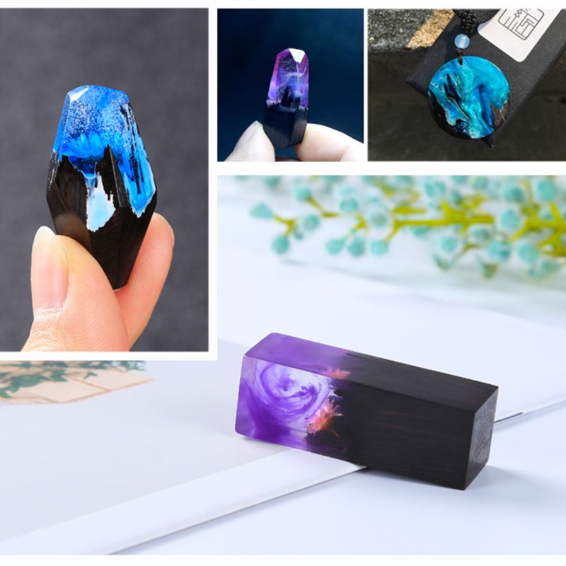 Epoxy Resin Craft Material Ebony Art Making DIY Stamp Jewelry Making Necklace Pendant Landscape Decoration Natural Wood