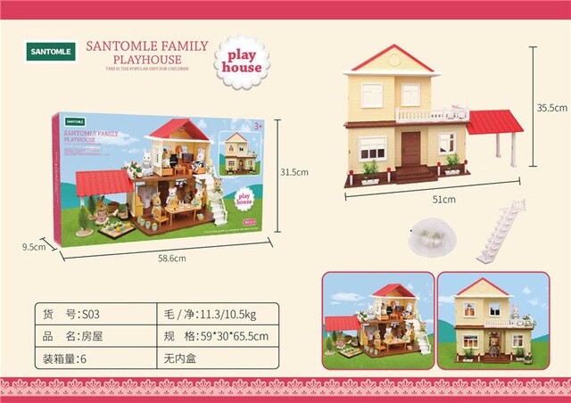 Forest animal villa mini set DIY toy simulation furniture toy girl play house toy family model children surrounding garden