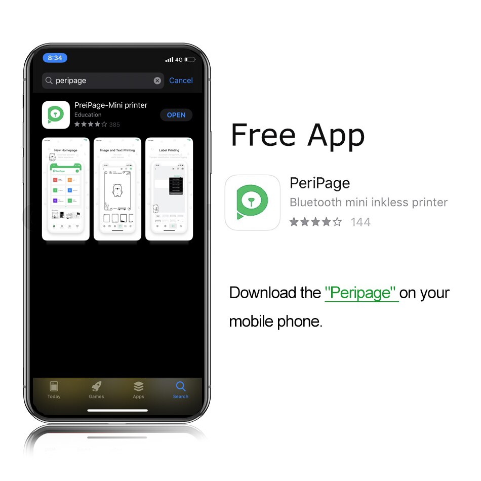 Peripage Mini Pocket Photo Printer Draagbare Mobiele Telefoon Foto Printer Voor Mobiele Telefoon Android Ios Windows