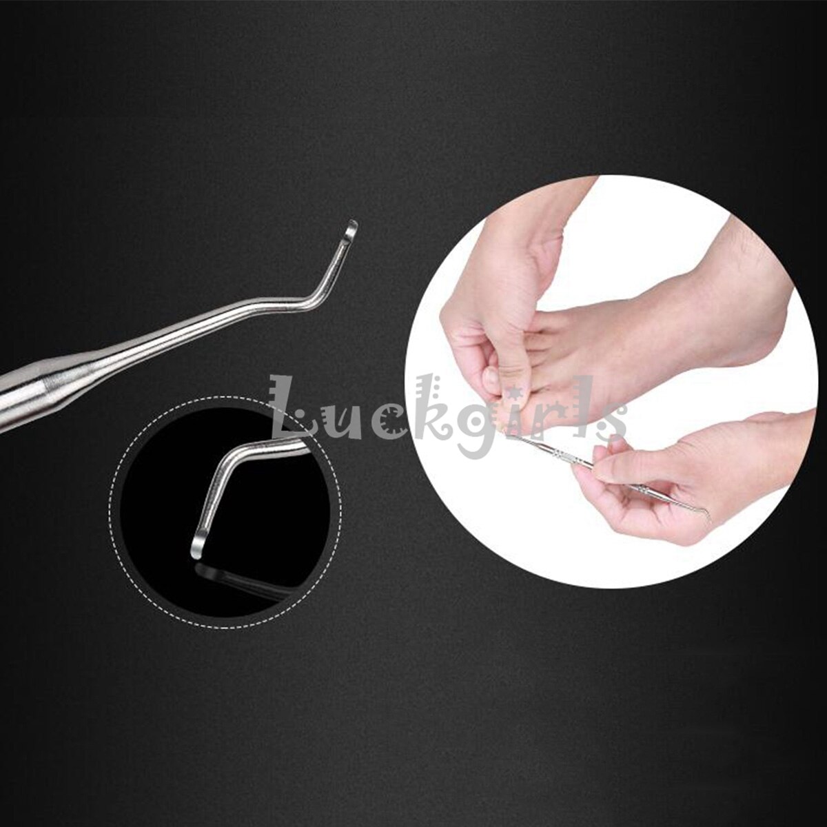 Ingrown Toe Nail Correction Lifter File Clean Installation Tool Pedicure Foot Nail Care Hook Double Ended Sided