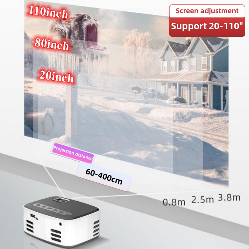 T20 USB LED HD 1080P Integrierte Version mit demselben Bildschirm Drahtloses Mobiltelefon MINI-Projektor Tragbarer Heimkino-Media-Video-Player