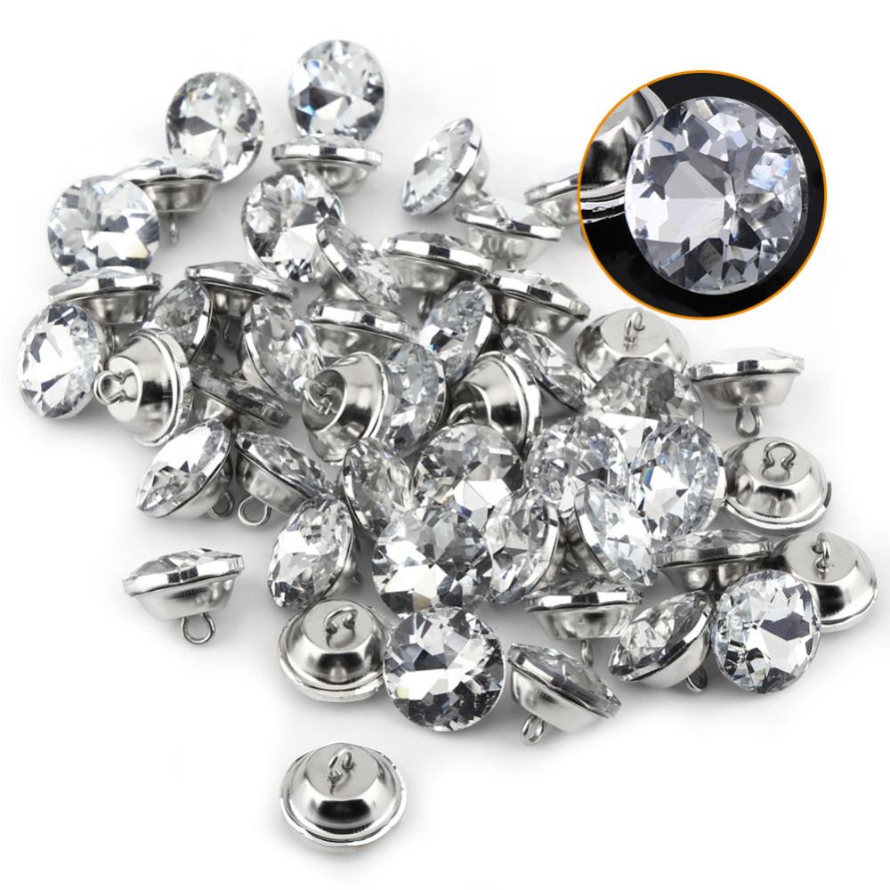 50Pcs Naaien Knoppen Crystal Diamante Ronde Knoppen Voor Kleding Ambachten Hoofdeinde Diy Kleding Knop Diamant Naaien Accessoires