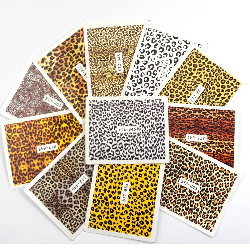 19 lakens Luipaardprint Nail Water Decals Volledige Leopard Nail Stickers Alziende Ogen Nail Art Transfer Sticker Decals