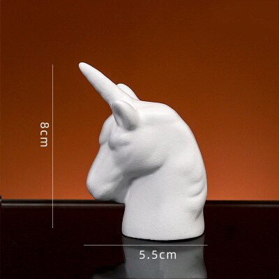 Moderne harpiks dyredekorationer bord fe have miniature figurer enhjørning flamingo jule hjemmedekoration tilbehør: Enhjørning hvid