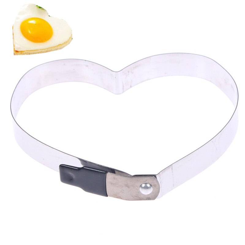 Forma adorable de corazón, huevo frito, molde de herramientas de cocina, acero inoxidable, aros de huevo, panqueque, herramientas para desayuno
