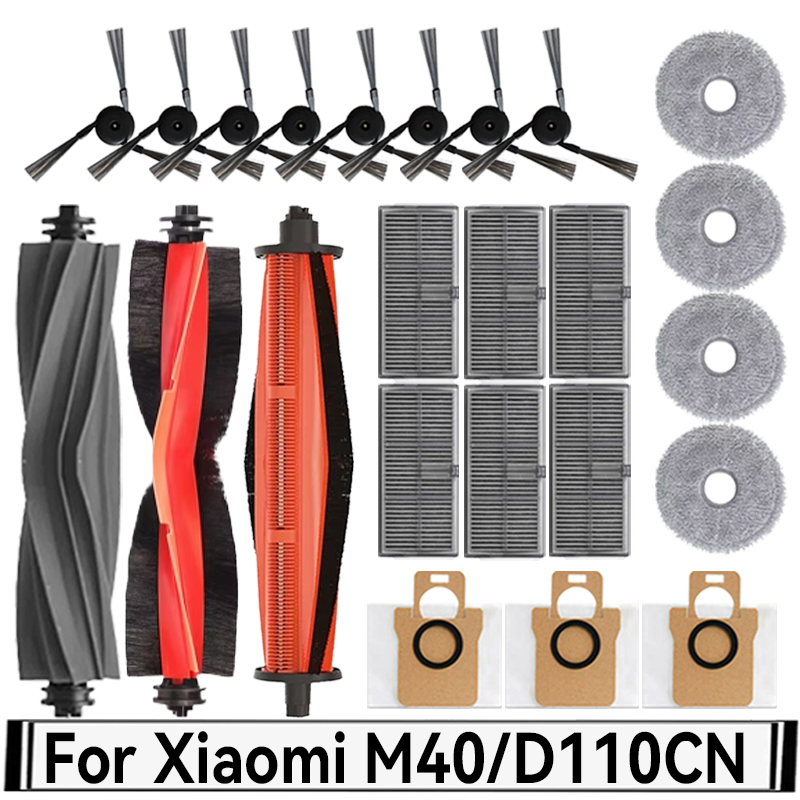 For Xiaomi Mijia M40 D110CN OMNI Infinite Robot Replacement Parts Main Side Brush Hepa Filter Mop Cloth Dust Bag Accessories