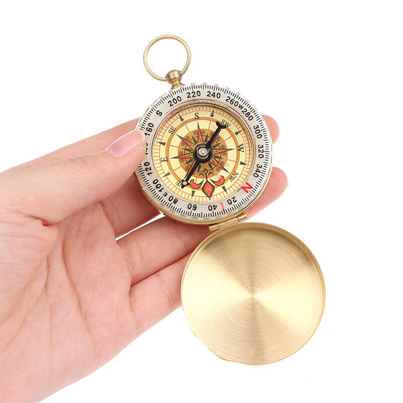 1Pc Camping randonnée poche laiton doré boussole Portable boussole Navigation pour activités de plein air