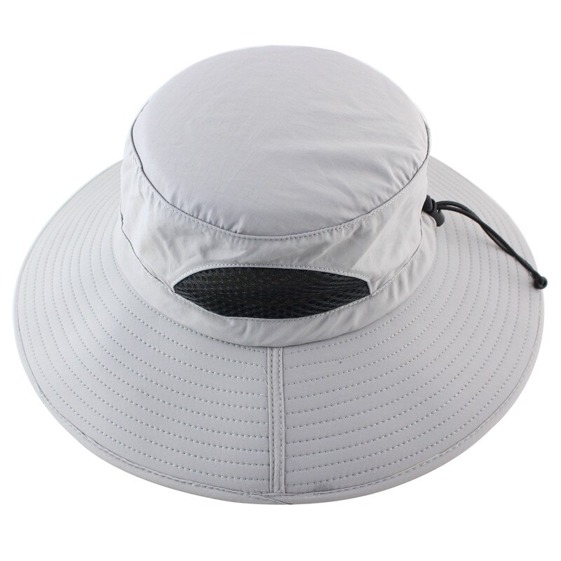 UPF 50+ Summer Wide Brim Bucket Hat Waterproof Breathable Packable Men Women Sun Hat Fishing Safari Boonie Hat Beach Panama Hat: Light Gray
