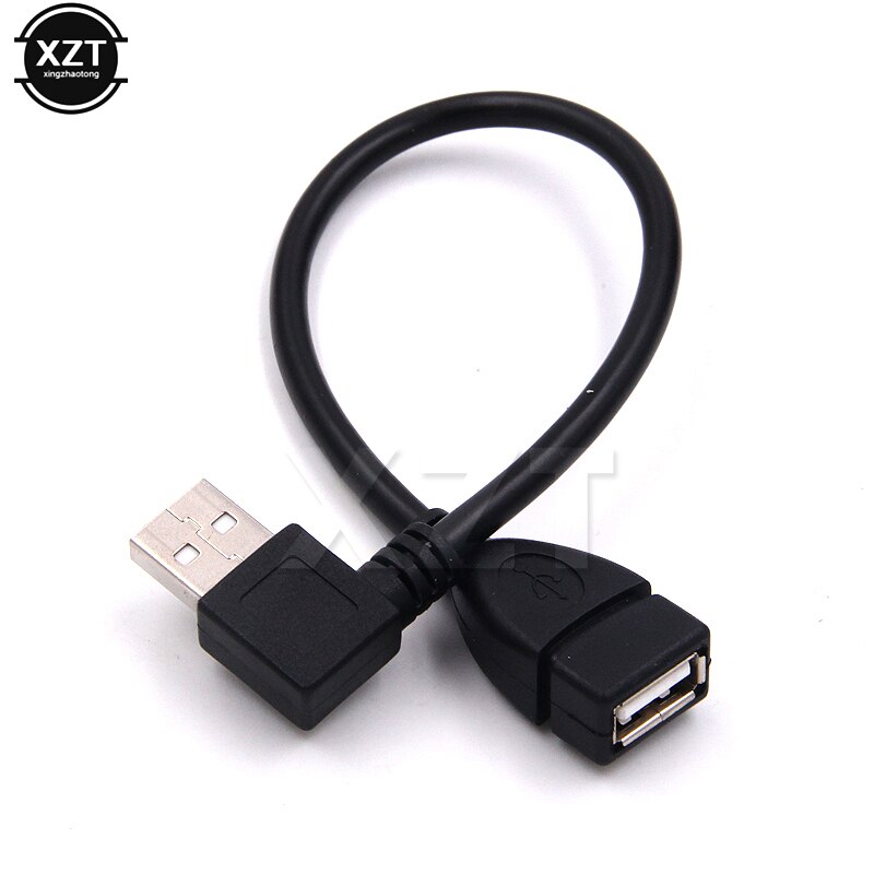 Gorąca wyprzedaż wysokiej jakości czarny w lewo strąk kątem 90 stopni USB 2.0 typu A męnarty na żeńnarty USB przedłużenie kabla kabel przewód