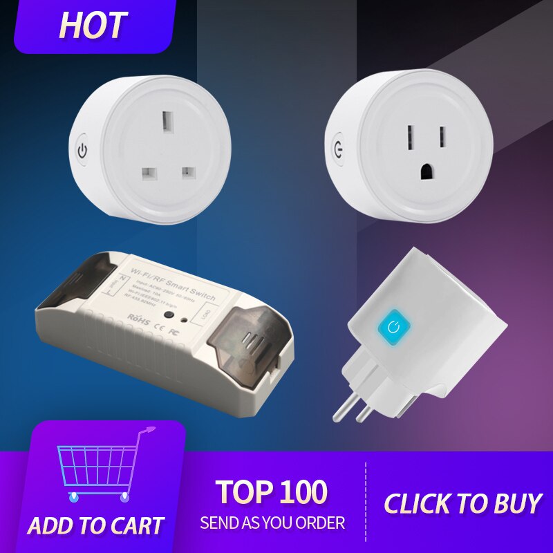 WiFi Smart Plug 10A EU UK US Adapter Wireless Remote Control Power Monitor Timer Socket For Google Home Alexa Home Accessories