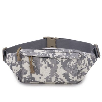 Mænd camouflage print talje taske sport pakke lynlås multifunktionel udendørs skulder skrå bryst taske: F
