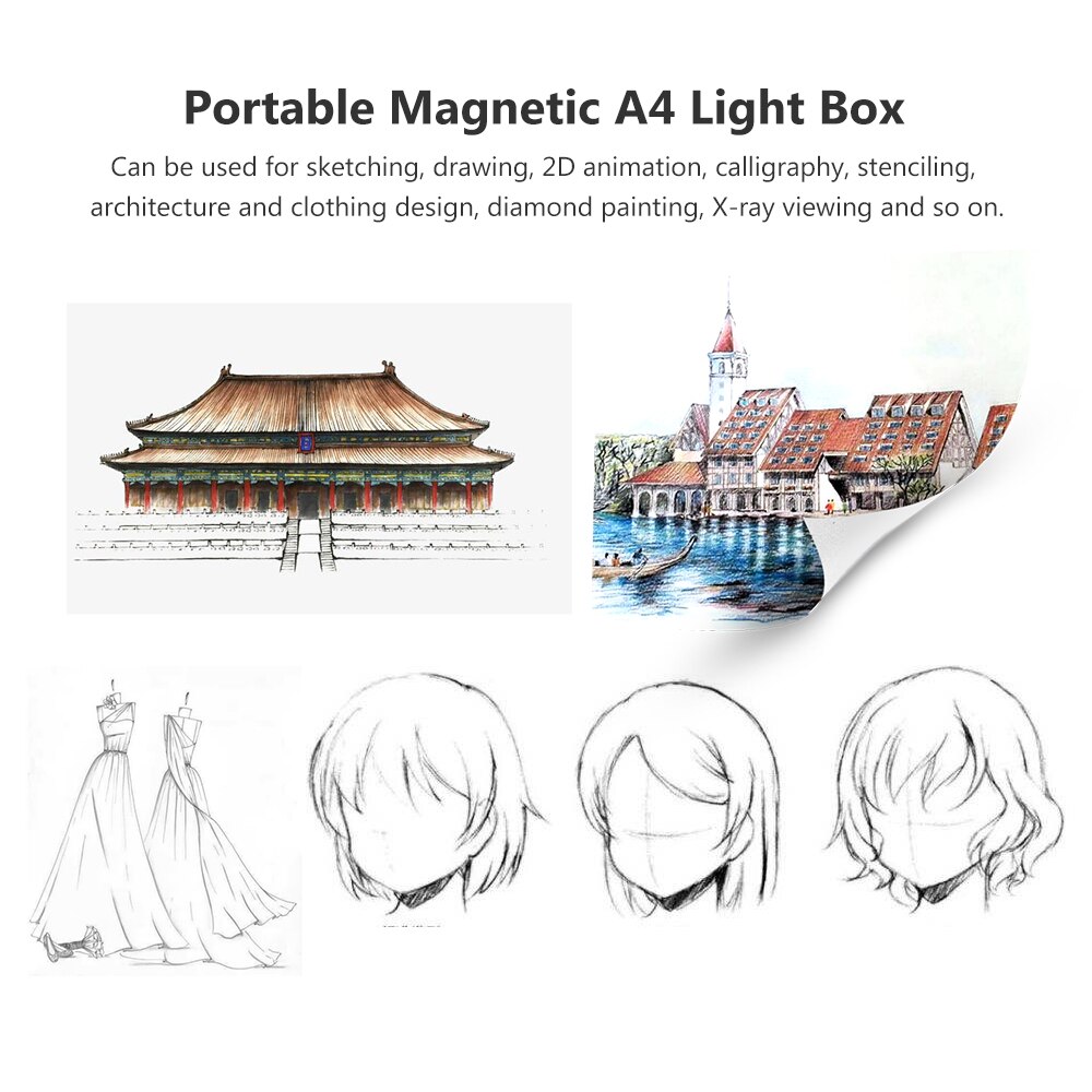 Portable Magnetic A4 Light Box Tracing Light Pad Board LED Artcraft Copy Board Tracer USB Powered Dimmable Brightness
