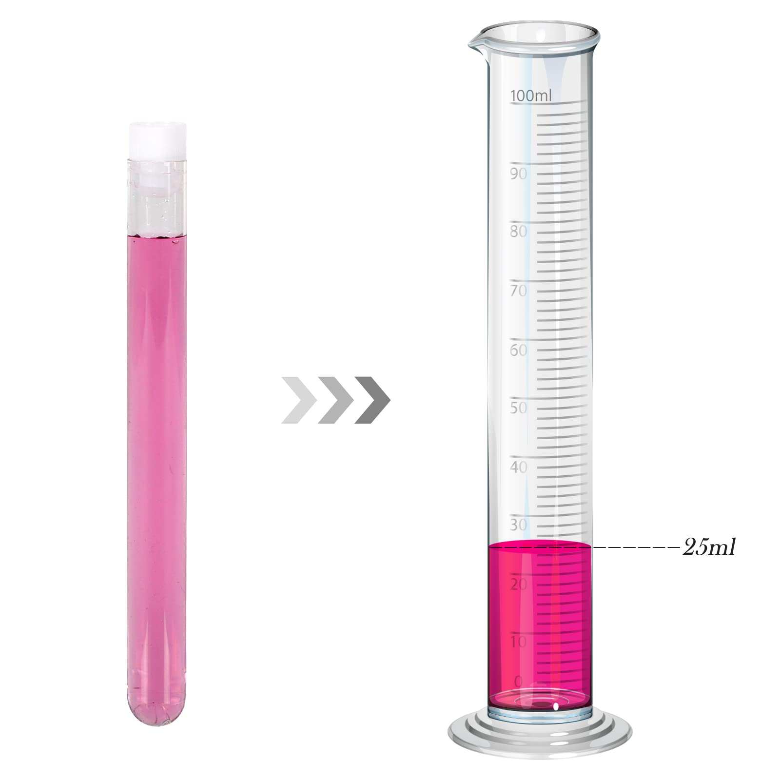 25ml 16x150mm Plastic Test Tubes with Caps Transparent Tubes for Lab Colleges Universities School Scientific Experiments（30pcs)