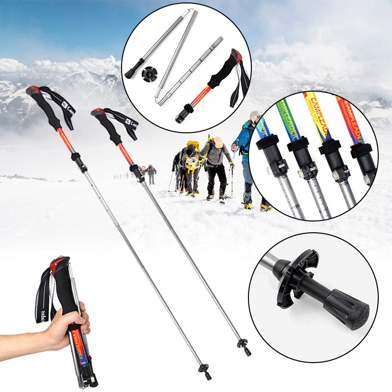 Portable Outdoor Climbing Pole Ultralight Foldable Telescopic Hiking Trekking Walking Stick