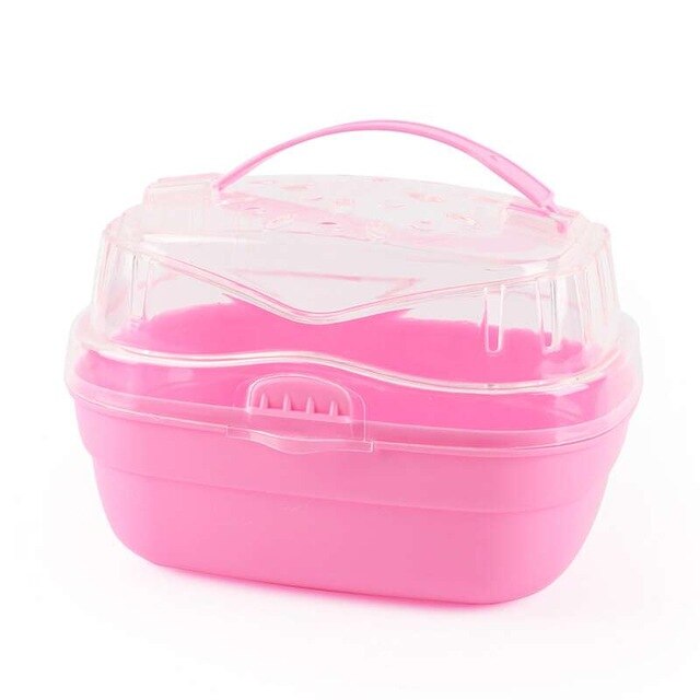 Hamsterbur transparent resebur pet out bur tillbehörsmaterial bärbar hamsterbur går ut för att bära marsvinbur: Rosa