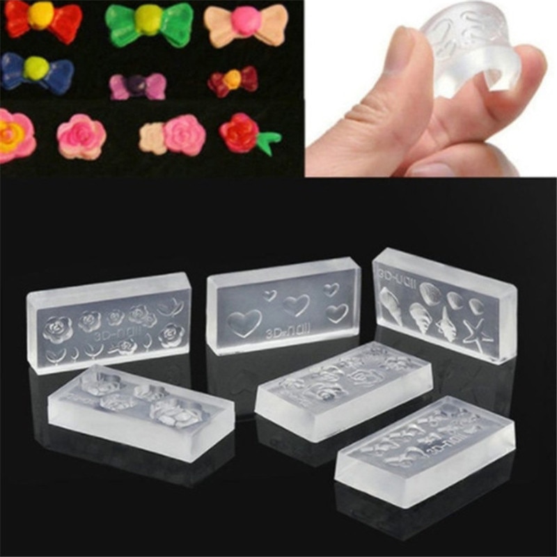 6 Pcs 3D Acryl Mal Voor Nail Art Decoraties Diy Silicone Nail Art Sjablonen Patroon Manicure Nagels Art