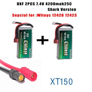 2PCS DXF RC Lipo Batterie 2s 7,4 V 2700mAh 4200mah 20C Max 40C Für Wltoys 12428 feiyue 03 JJRC Q39 upgrade teile