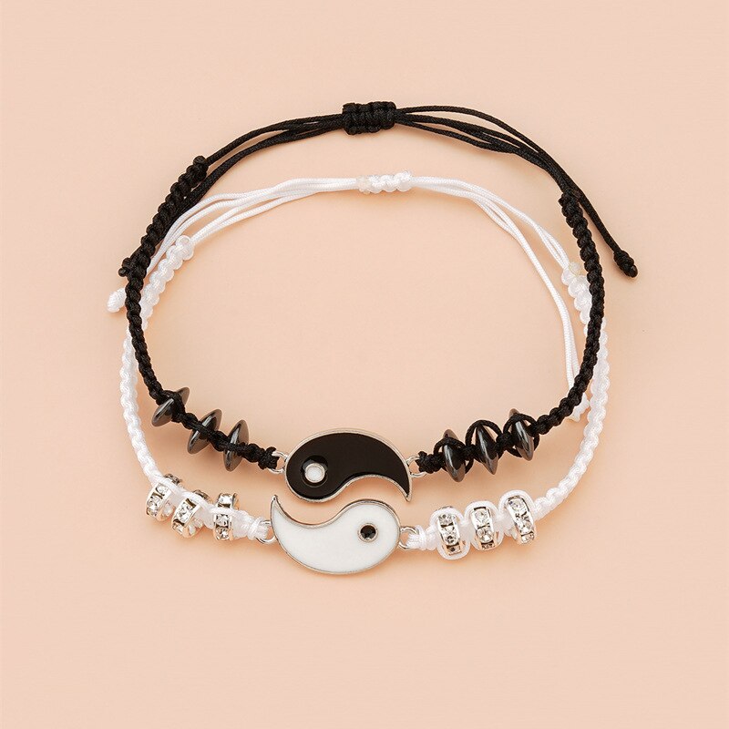 1Pair Couple Bracelet Chinese Retro Tai Chi Gossip Banish Bad Luck Hand Woven Rope BFF Best Friend Friendship Jewelry