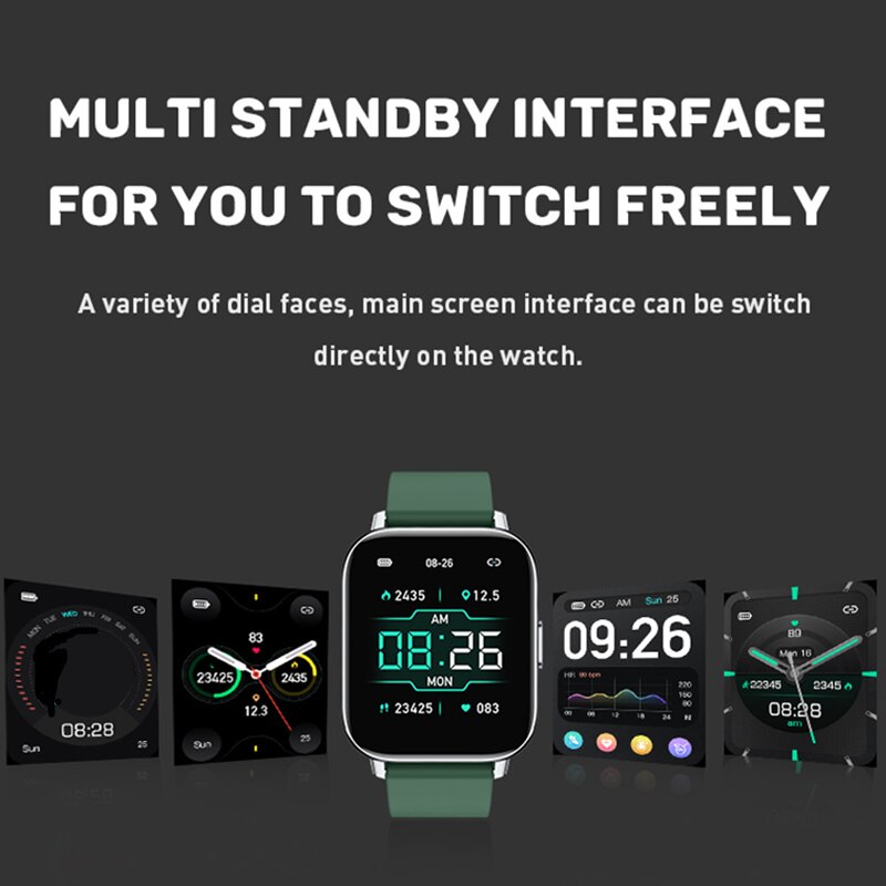Montre connectée P32 pour les hommes et les femmes, étanche conforme à la norme IP68, écran tactile de 1.65 pouce, Bluetooth, musique, longue durée de veille, pour iPhone et Android