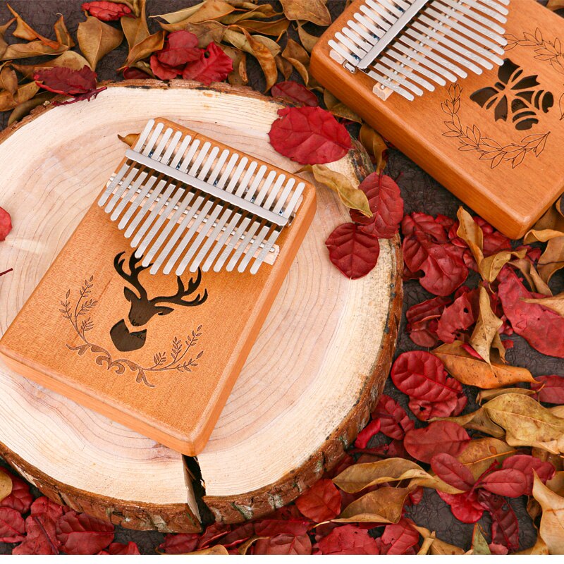 17 Key Mahonie Kalimba Duim Piano Single Board Vinger Piano &#39;S Trainer Toetsenbord Instrument Met Calimba Accessoires Xylofoon